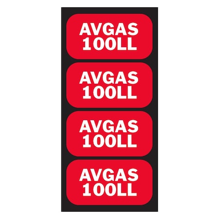 Fuel Stickers AVGAS Sticker, 100LL Sticker: Aviation Fuel Identification Label, Heavy Duty, 2''x1'', 20PK Z-2X1AVG-20PK